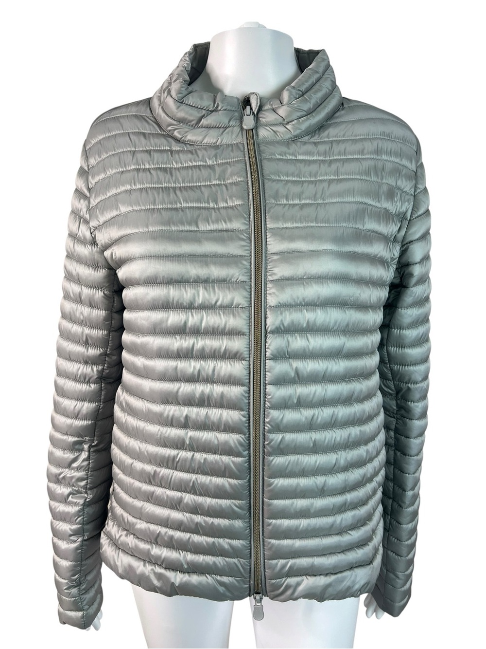 SAVE THE DUCK Quilted Puffer Jacket Ultra Light Plumtech Silver Size L